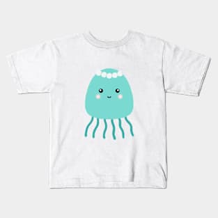 Cute Little Jellyfish With a Pearl Crown Kids T-Shirt